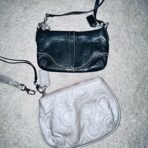 Coach Black and White Clutch with Embossed Leather